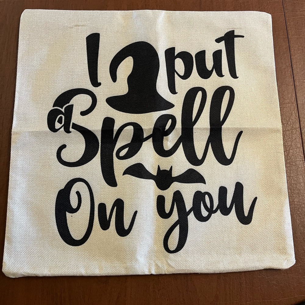 NWOT I Put a Spell on You Throw Pillow Cover 18x18, Polyester Linen